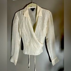Vintage Ann Taylor Silk and Linen Wrap Gauze Shirt